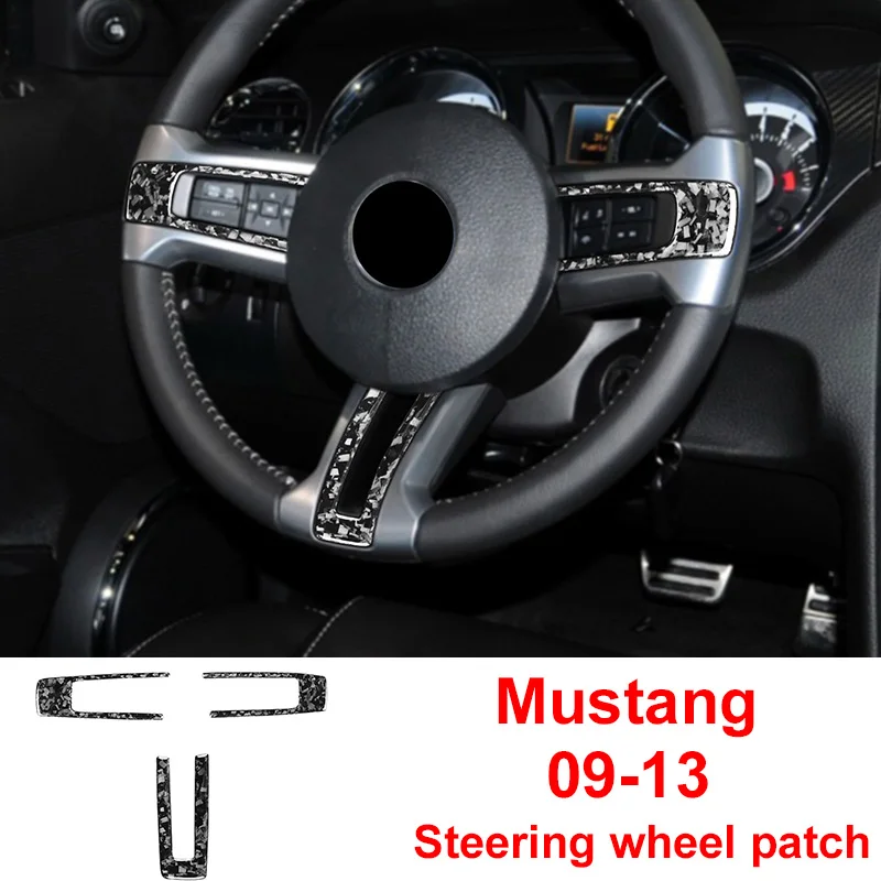 

Carbon Fibler Steering Wheel Decoration Patch Car Stickers For Ford Mustang 2009 - 2013 Forged Pattern Interior Accessoy