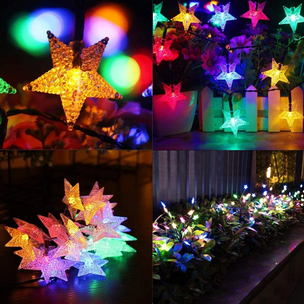 

11m 60 LEDs Outdoor Waterproof Solar String Twinkle Star Fairy Garden Light Festoon Solar Garland for Christmas Wedding Decor