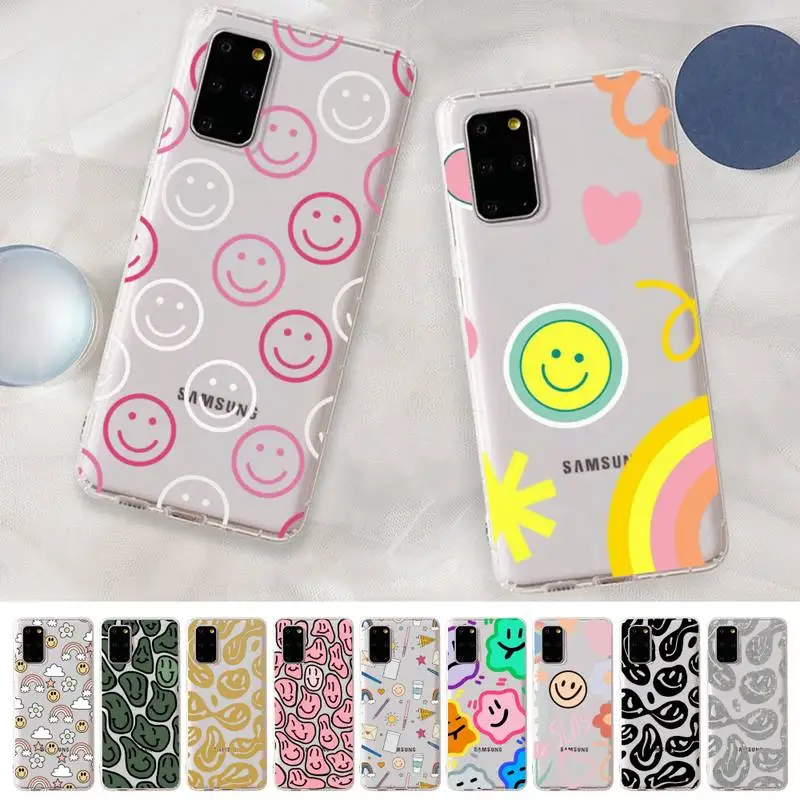 

FHNBLJ Cartoon smiley face Phone Case for Samsung S20 S10 lite S21 plus for Redmi Note8 9pro for Huawei P20 Clear Case