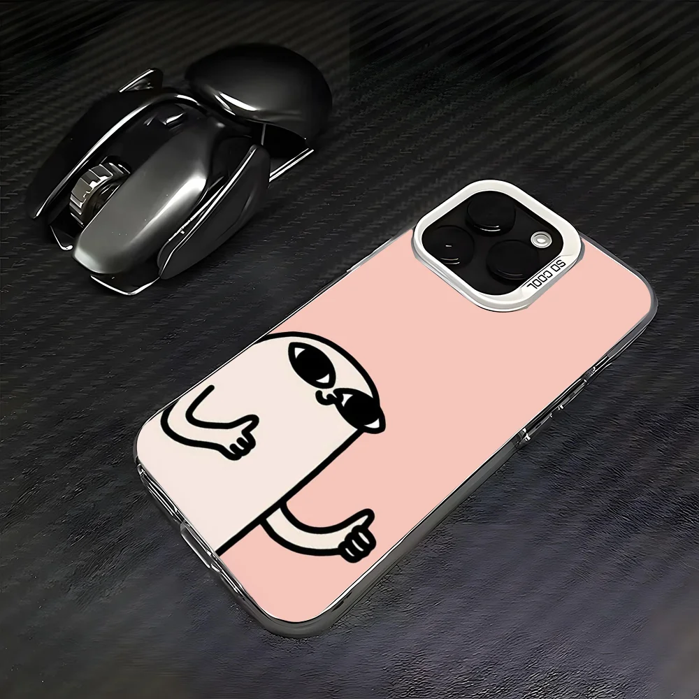 Забавный чехол для телефона K-Ketnipz Bean iPhone 16 15 14 13 12 11 Pro Max белый матовый лазерный