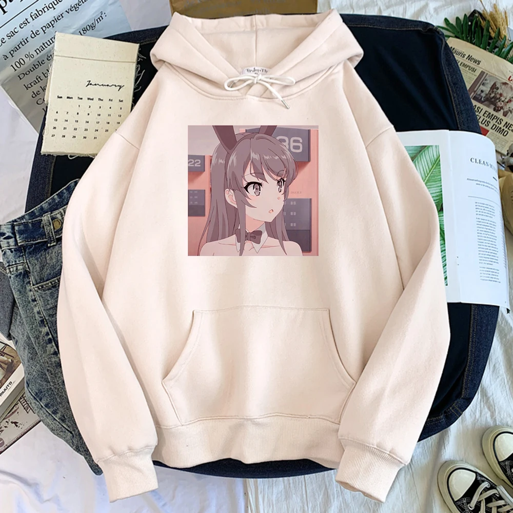 

Man Hoodie Anime Characters Sakurajima Mai Manga Print Sweater Men Round Neck Concise Plus Size Sweater Fleece Warm Lady Moletom