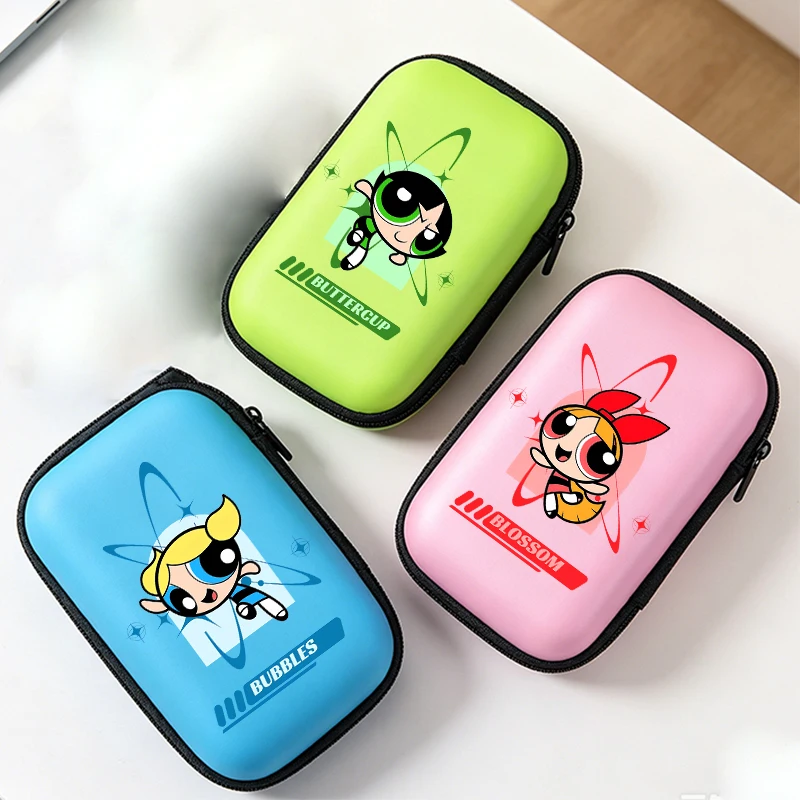 Фото Сумка для хранения кабелей Powerpuff Girls, милый мультяшный органайзер для карт, портативный дорожный футляр для карт, подарок №1