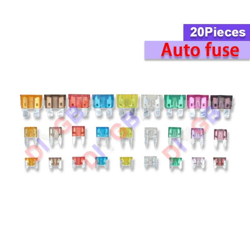 Автомобильная защитная труба, 1 А, 2 А, 3 А, 5 А, 100% А, 10 А, 15 А, 20 А, 25 А, 30 А, 40 А, 45 А, автомобильный предохранитель, защитная труба 19 х19 мм, 20 шт., новинка,