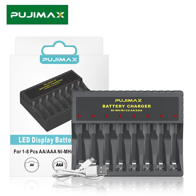 

Зарядное устройство PUJIMAX 8-solot со светодиодный Ной подсветкой и интерфейсом USB Type-C/Micro USB