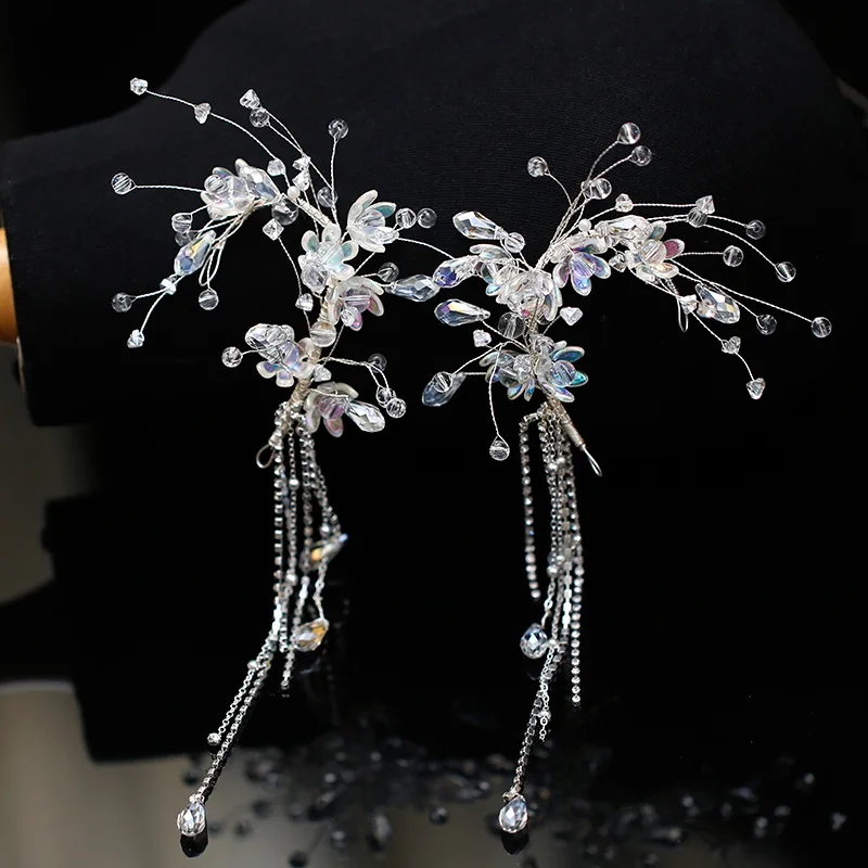 

New Bridal Beautiful Crystal Side Hair Decoration Ear Hangs Tassel Wedding Hair Accessories