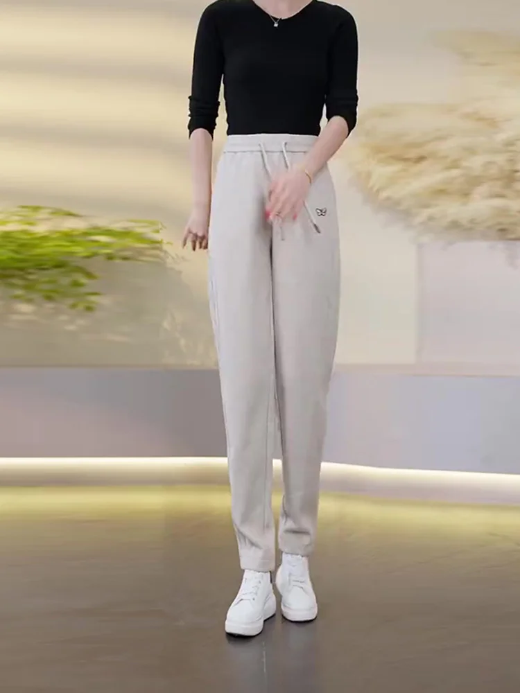 Спортивные штаны больших размеров женские осенне-зимние 2024 новые маленькие