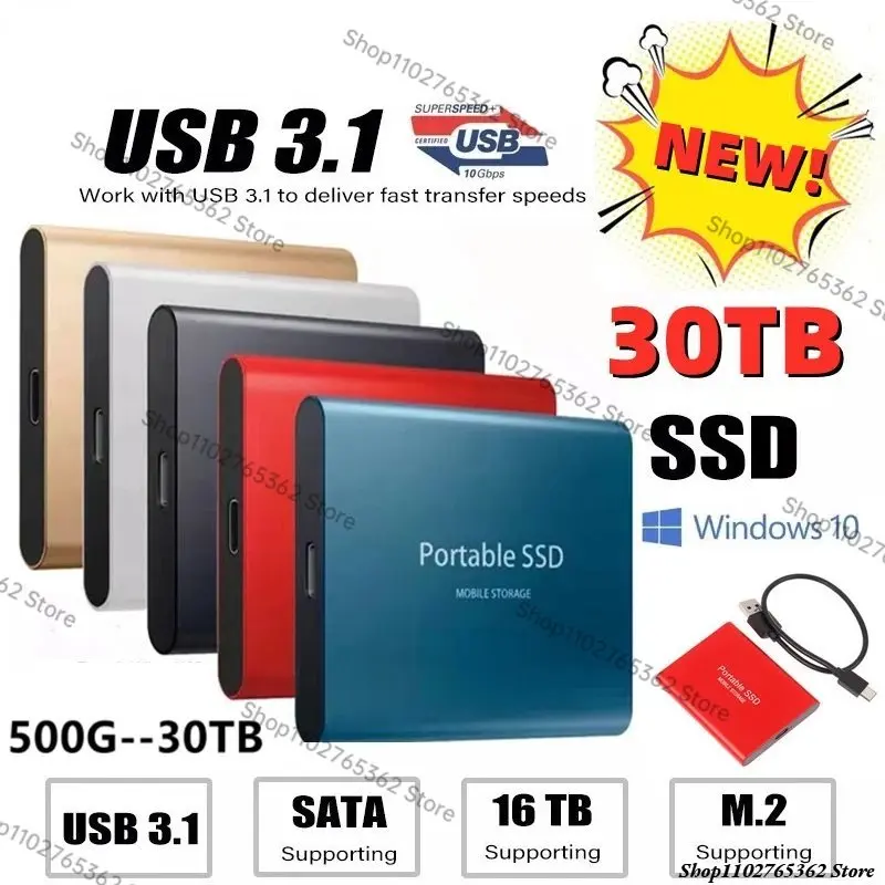 SSD 128TB Hard Drive External Type-C High Speed USB3.1 2TB 4TB 8TB SSD Storage Portable HD disco duro For Laptop Mac computer