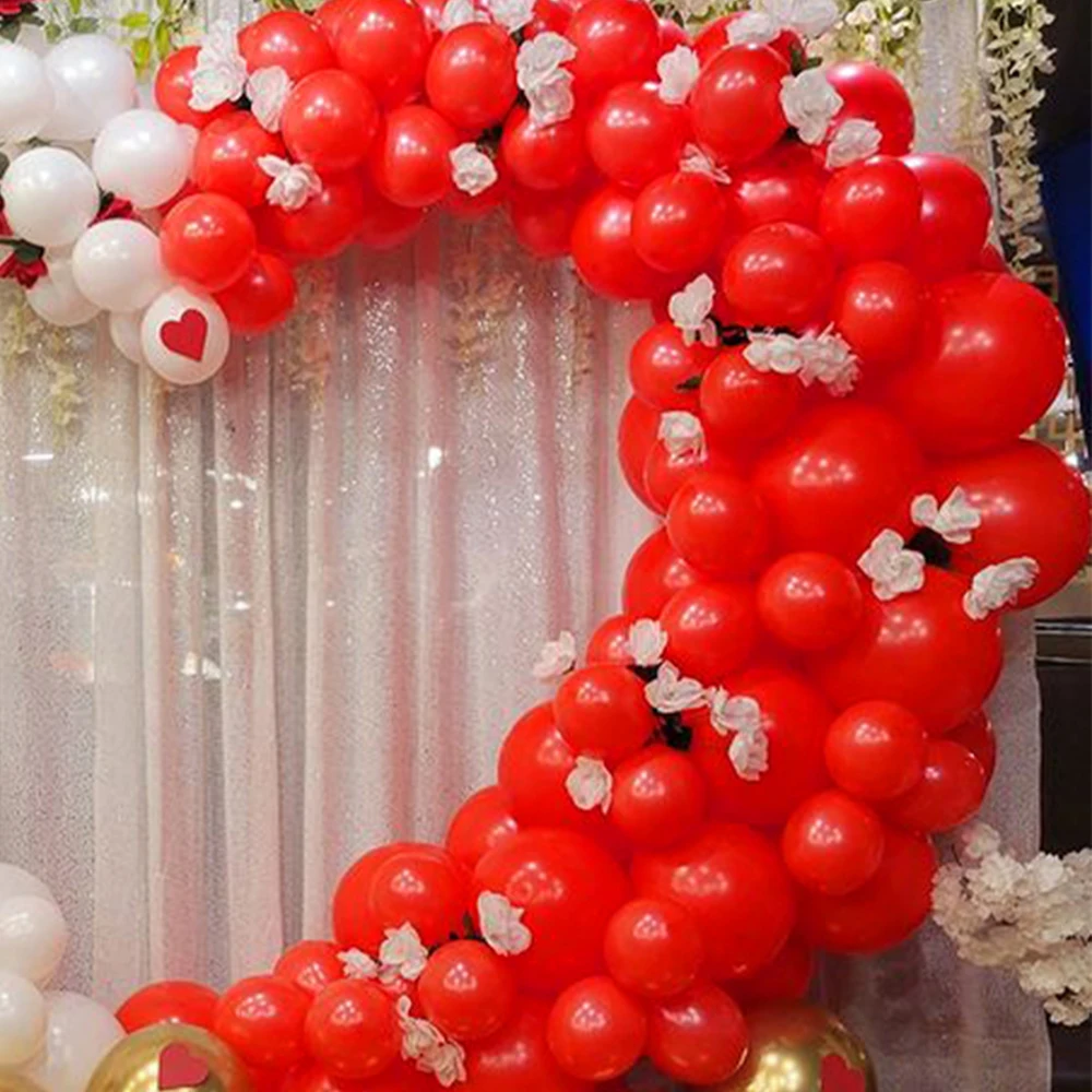 Ассорти Цветов Латексные Шары Красное Белое Золото Для Свадьбы Помолвки Дня