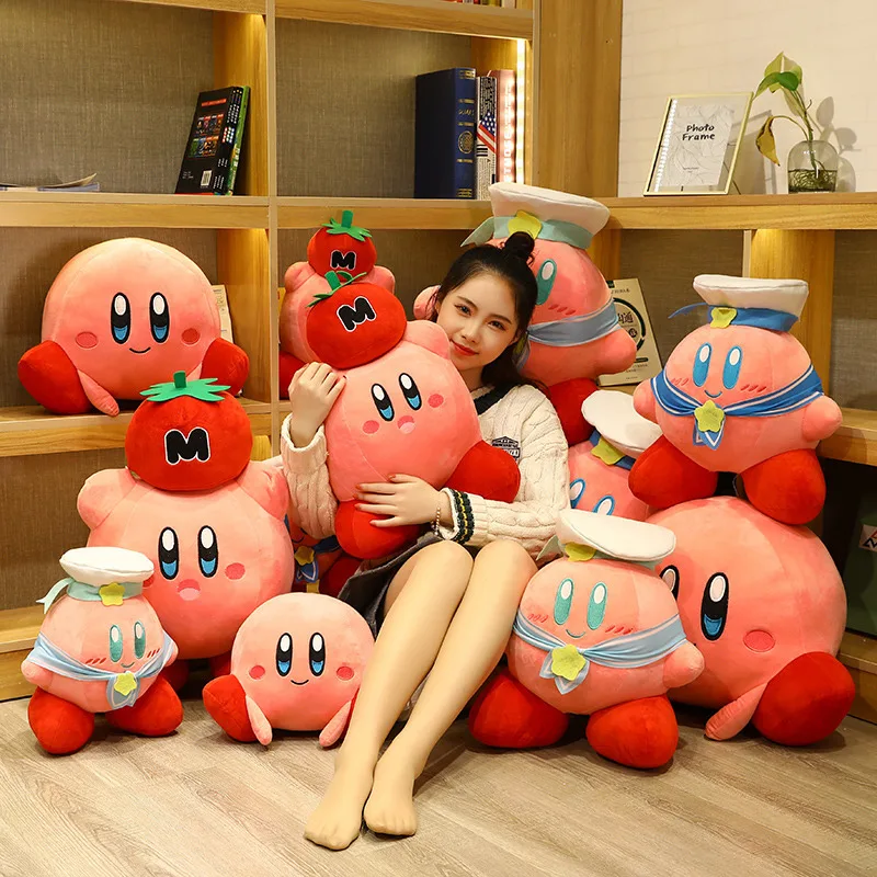 

Star Kirby Plush Toys Pillow Cute Chef Love Strawberry Kirby Plush Doll Soft Stuffed Cartoon Sofa Cushion Birthday Gift for Kids