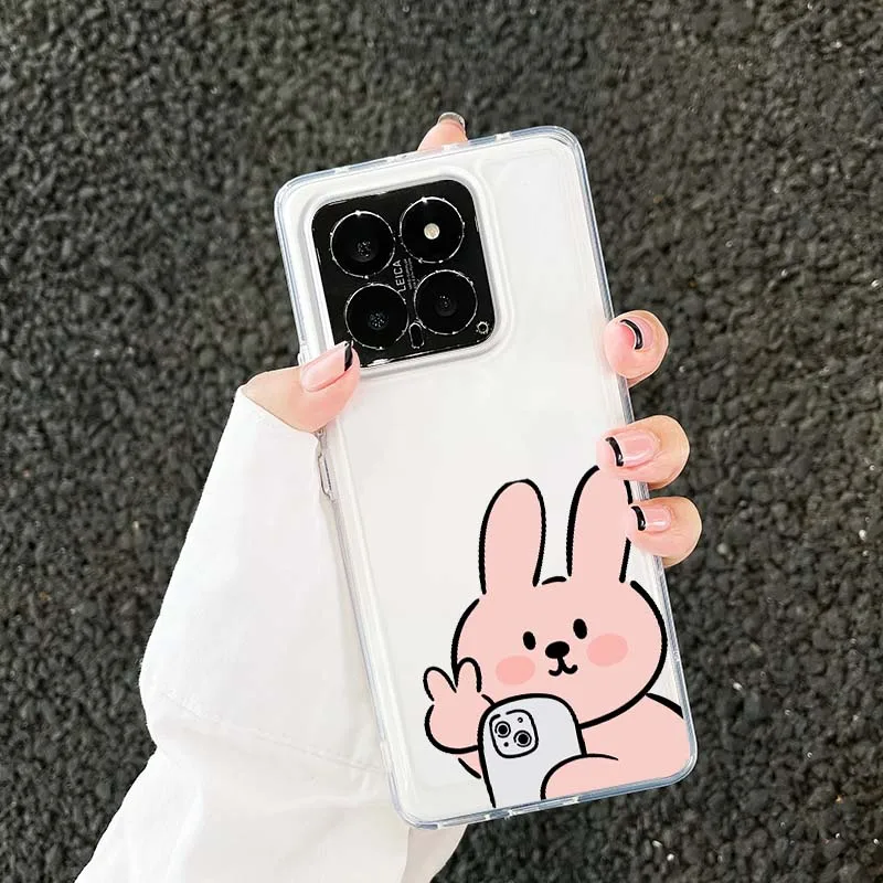Фото Прозрачный чехол для телефона из ТПУ с милым рисунком кролика для Xiaomi 17 15 14 13 12 12S 12X 12T 11 11T Pro Max Lite Ultra №3