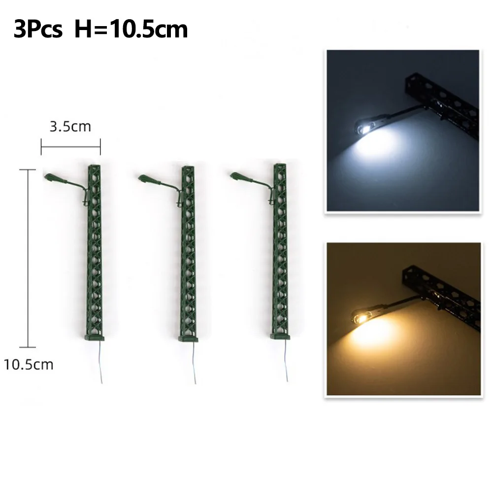 

3pcs Model Lights 1:87 HO Scale Model Railway Train Material Garden Architectural Scene Minature Models