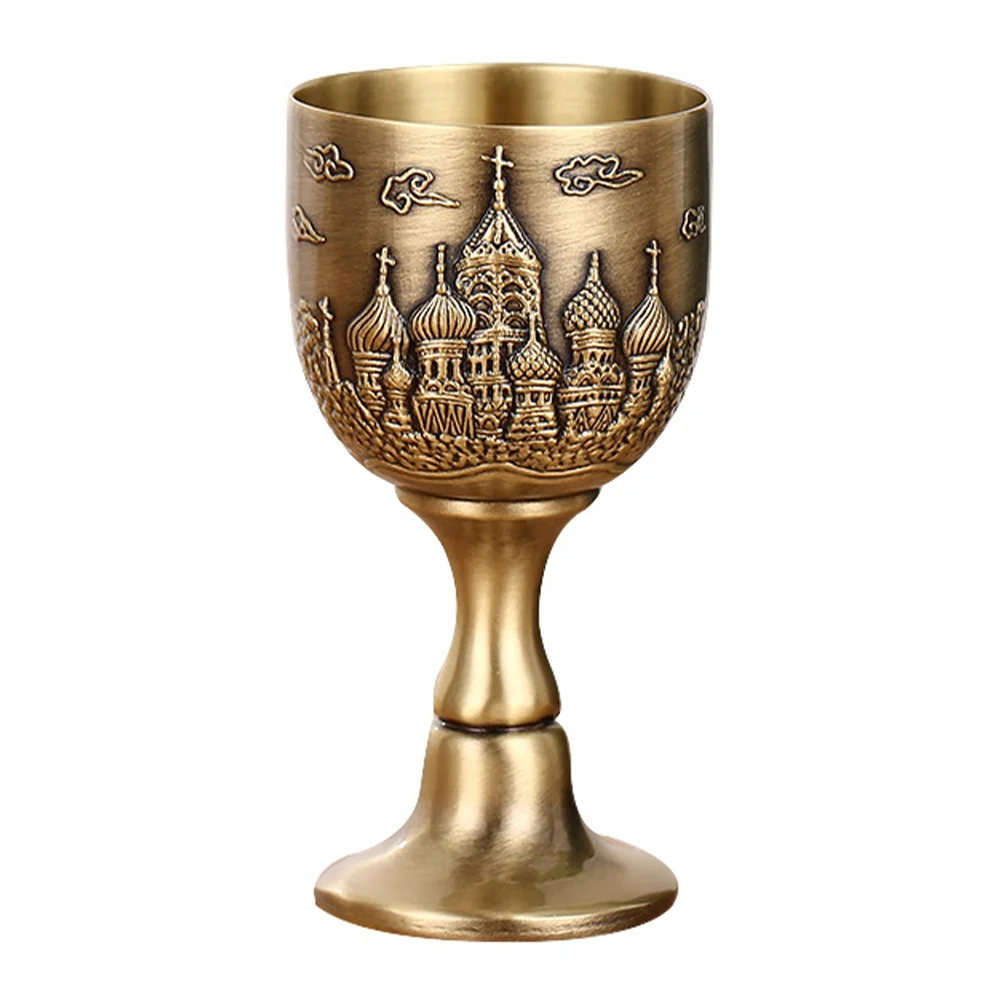 

Goblet Cup Brass Drinking Chalice Embossed Metal Bar Beer Flutes Royal Glasses Copper Goblets Whiskey Retro Handmade