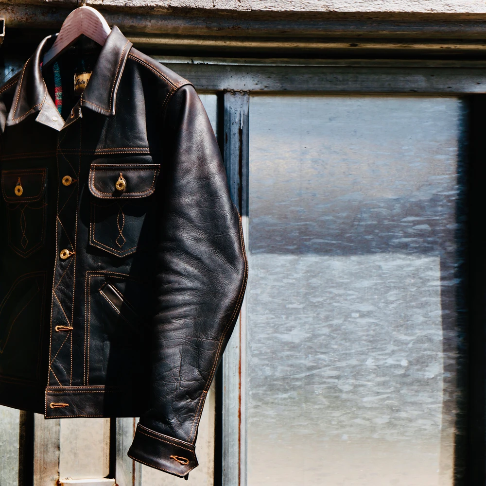 

Tailor Brando J-131 Argentina Uncoated Cowhide Classic Lapel Vintage Denim 507 Workwear Jacket
