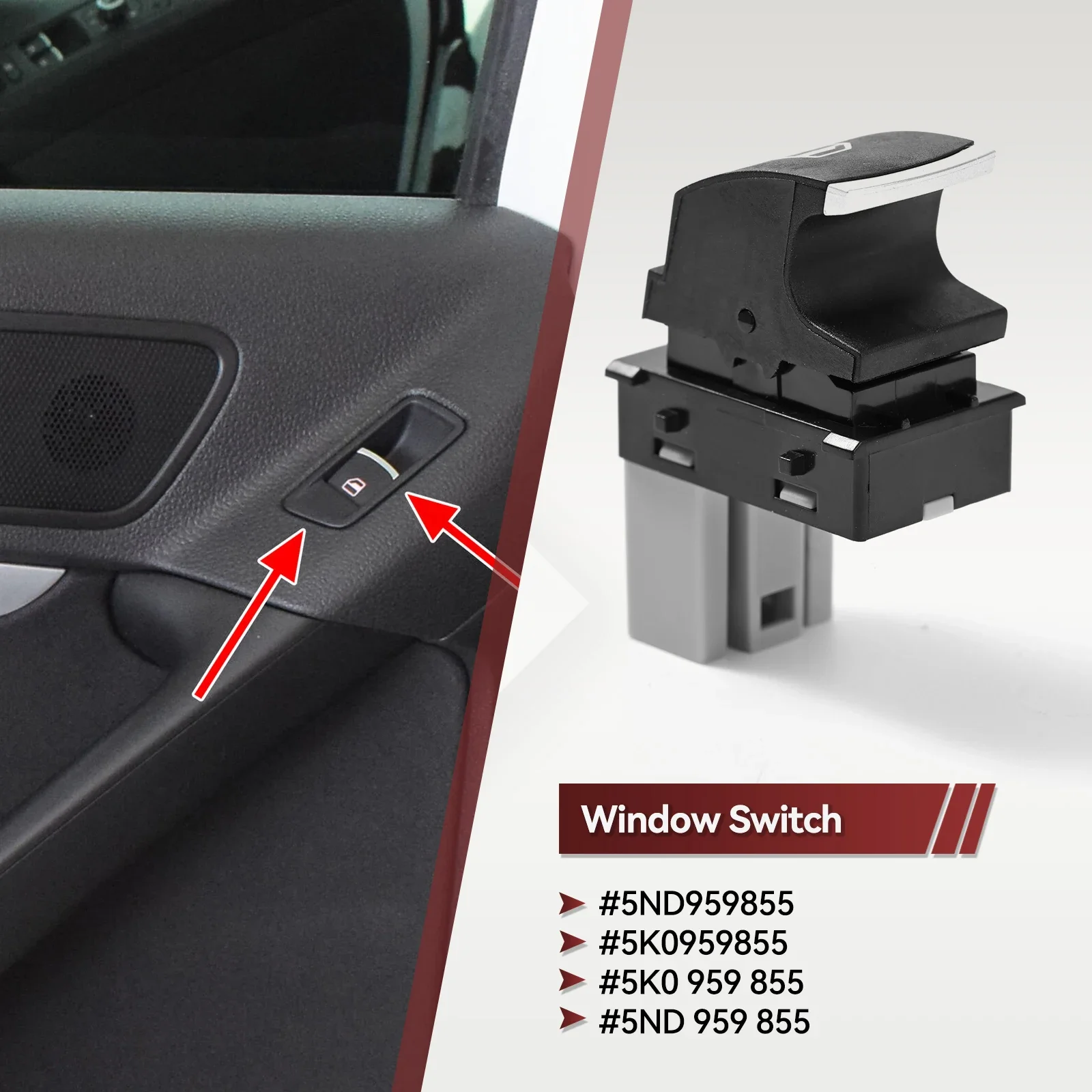 Локи J 5ND 959855 5К 0959855 Кнопка управления стеклоподъемником для VW Jetta Tiguan Caddy Golf MK5 MK6