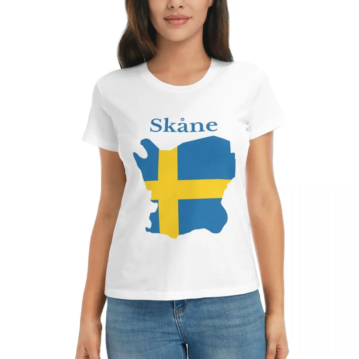 

Skane Province Map Swedish Province Sweden 282-2 Motion White Top Quality Tees High quality Activity competition Eur Size