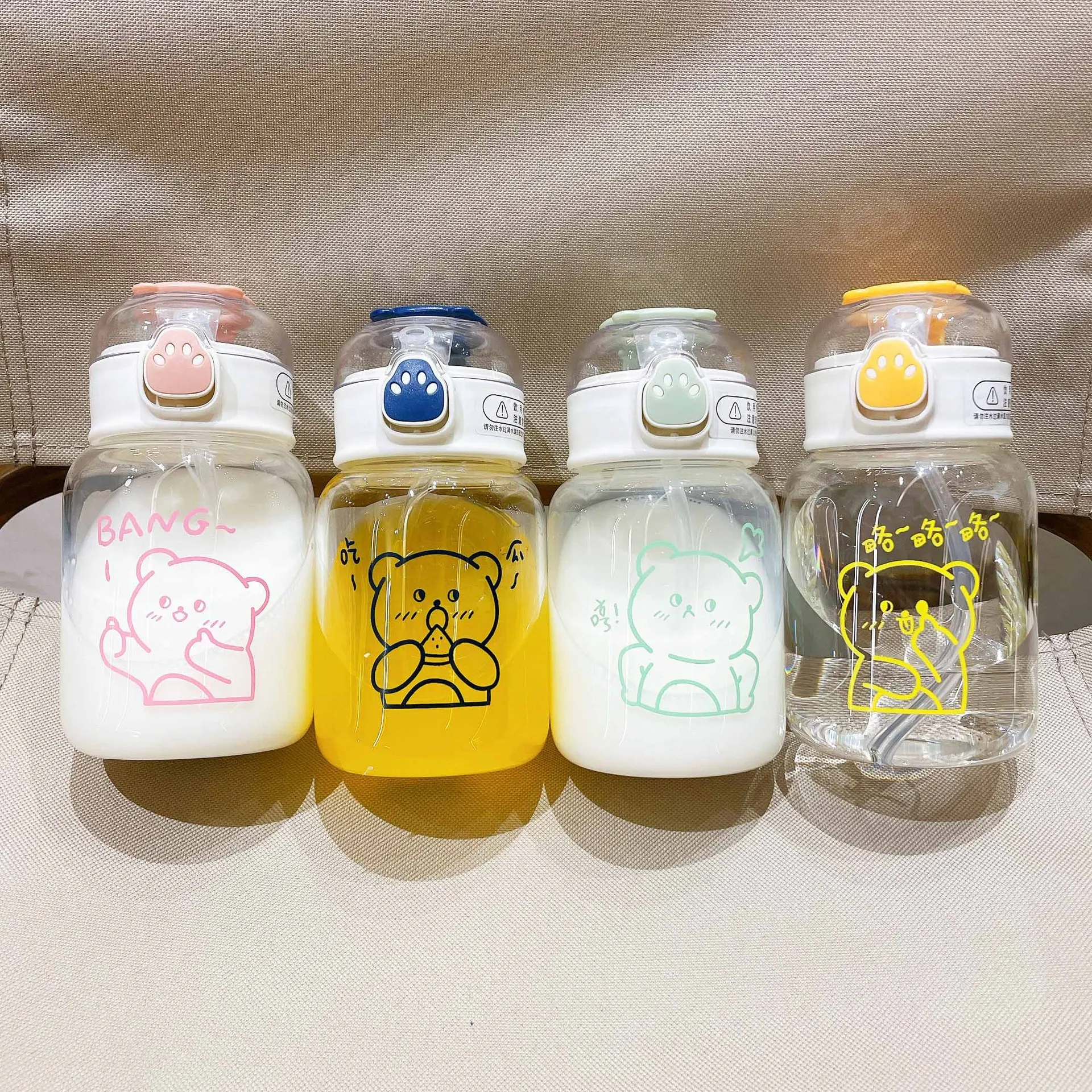 Свежая стеклянная Милая мультяшная простая печать Ins соломенная чашка