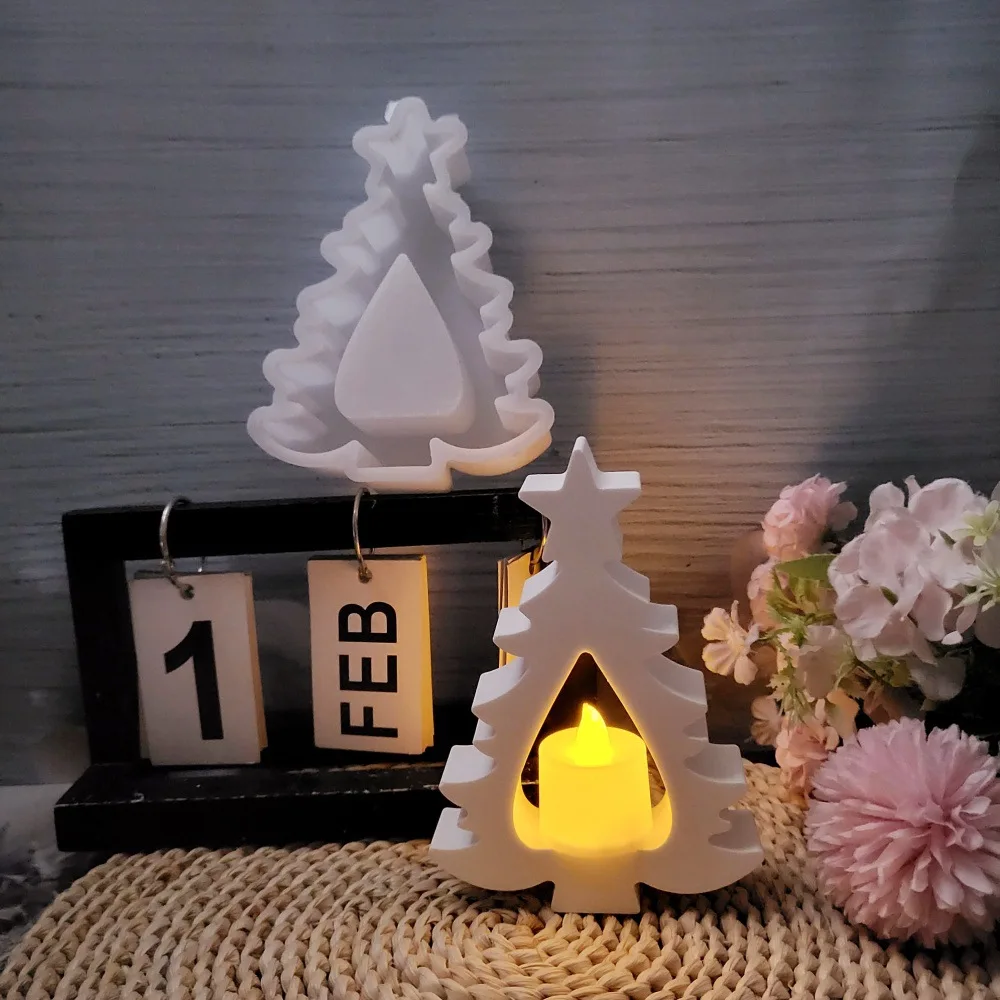 Рождественская елка подсвечник цементные силиконовые формы рождественские