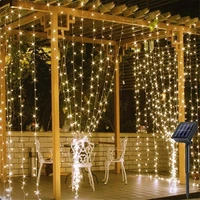 solar led string light 3x3m outdoor fairy curtain lights garland window christmas decoration for home garden party solar lamp