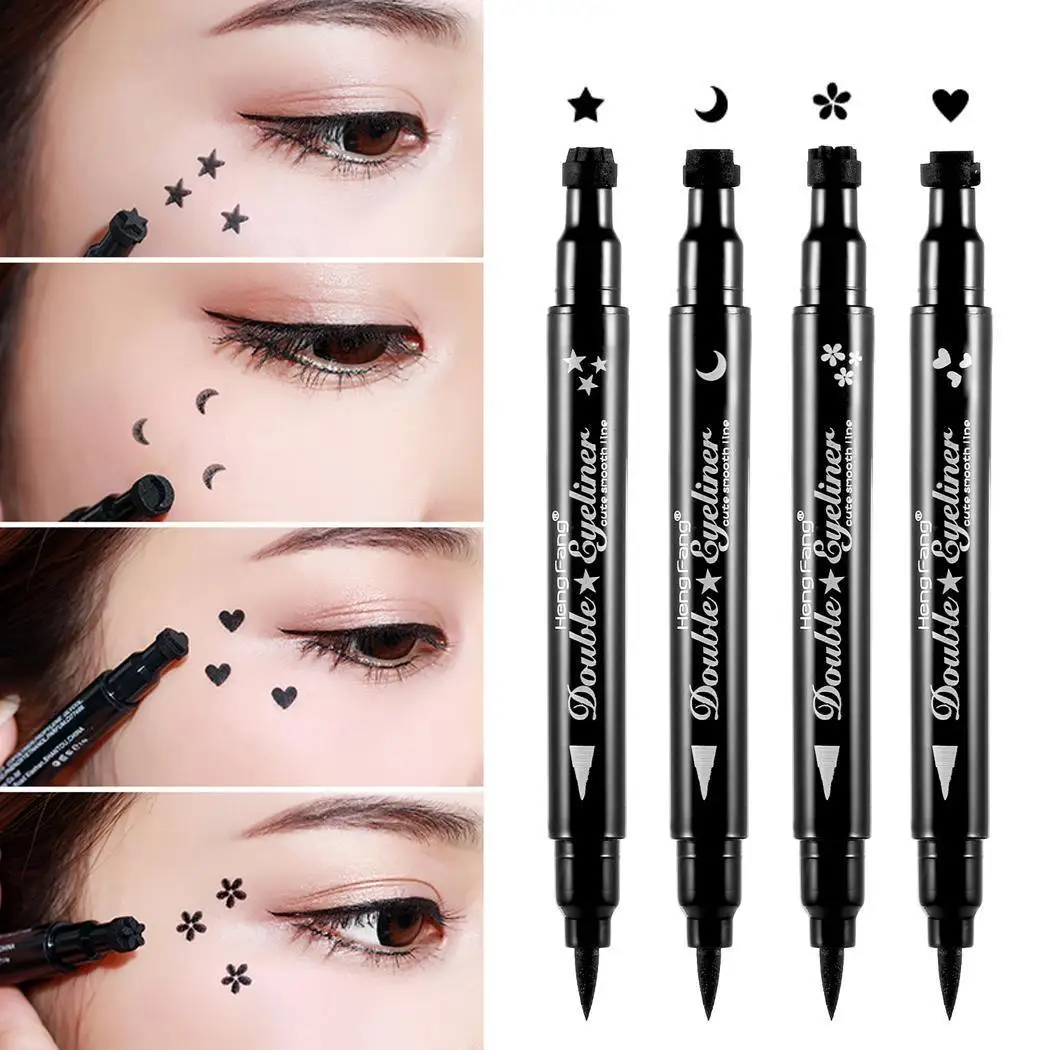 

Makeup kit with 2 Sides Trendy Black Waterproof Liquid Eyeliner Pencil Star Heart Shape Dot Stamp Tattoo Cosmetics for women