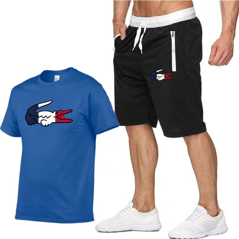 Костюм спортивный мужской оверсайз футболка с принтом и шорты спортивная одежда