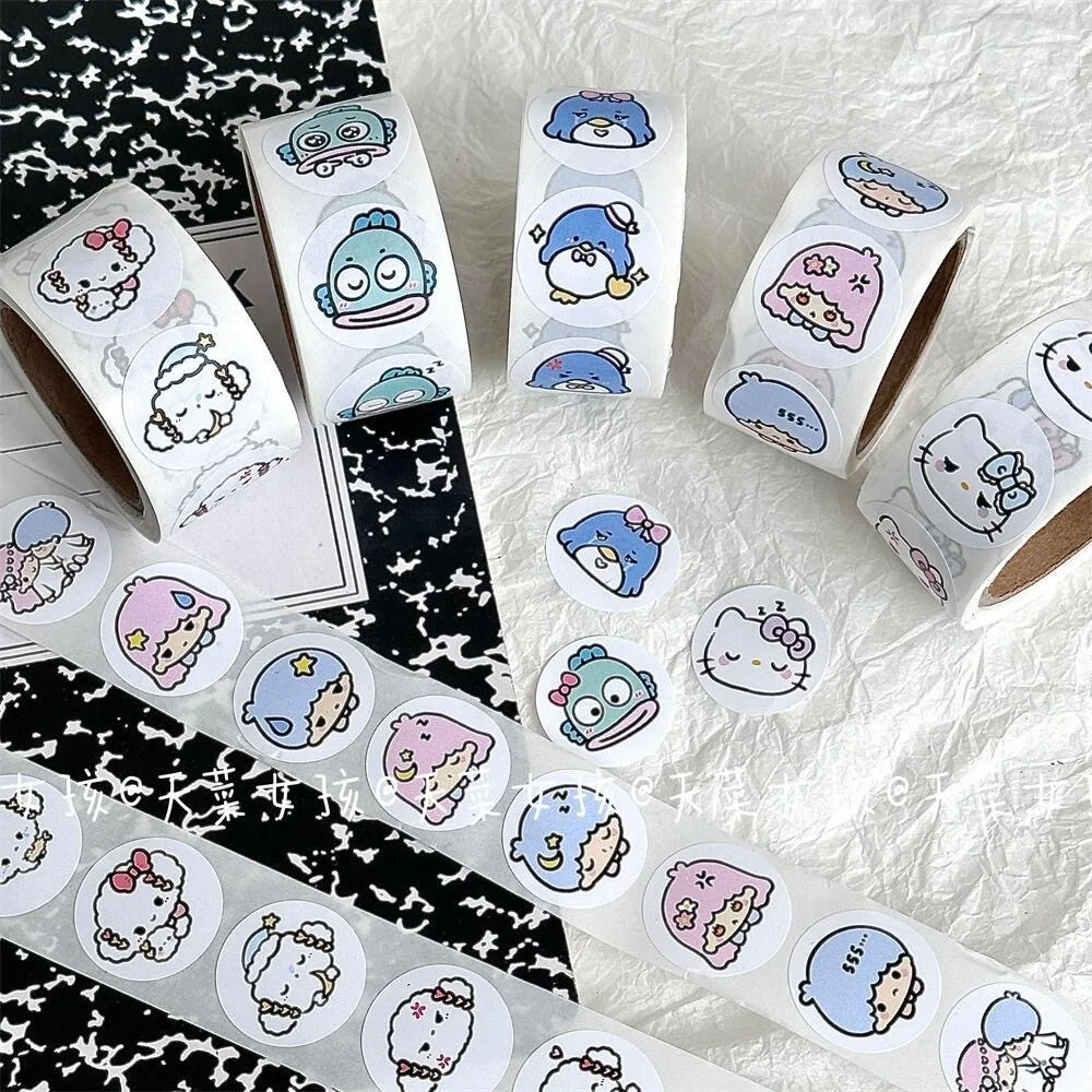 

200Pcs/roll Sanrio Cartoon Hello Kitty Little Twin Stars Roll Paste Decorative Stickers Sealing Tape Kids Toys Birthday Gifts