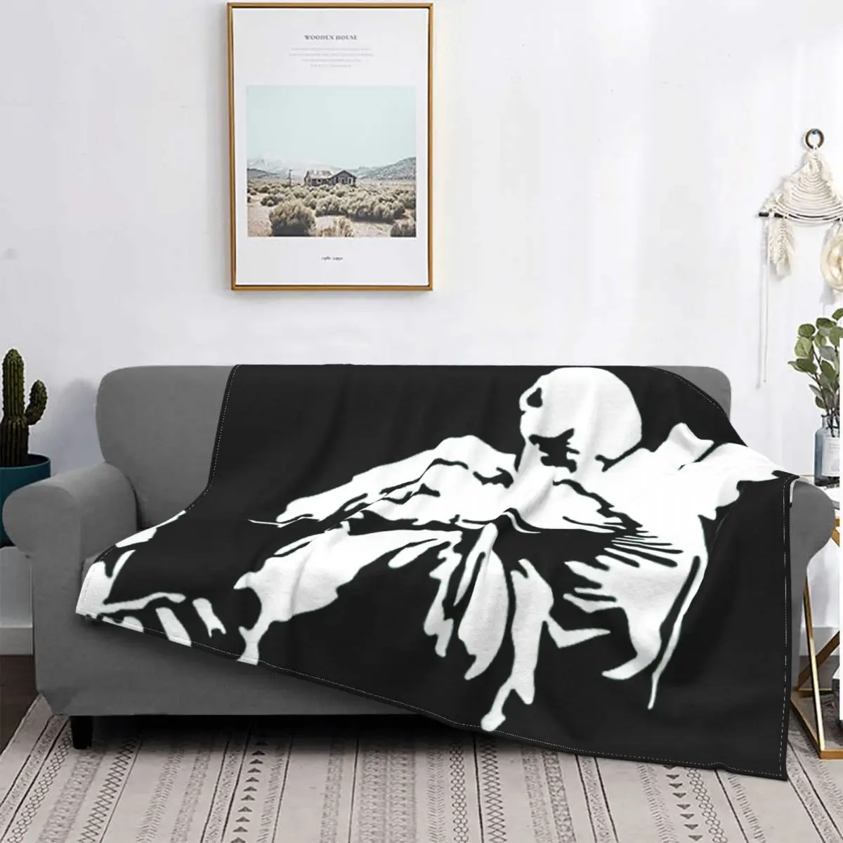 

Fallen Angel Blanket Graffiti Young Culture Fashion Creative Art Banksy Velvet All Season Lightweight Throw Blankets For home
