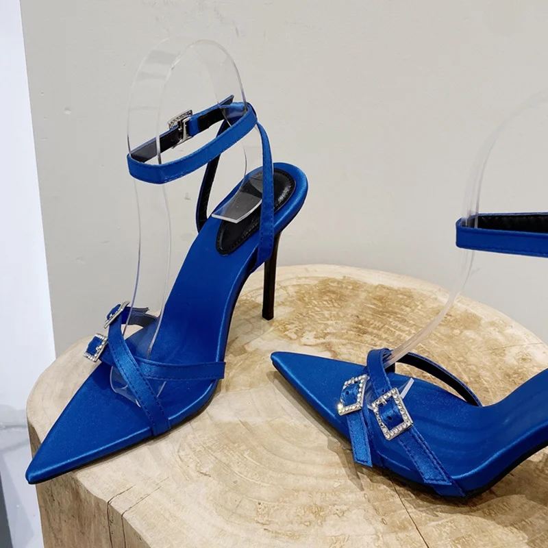 

Сандалии Liyke женские на высоком каблуке, модные дизайнерские босоножки с острым носком, ремешок на щиколотке, свадебные туфли для танцев, лето 2023