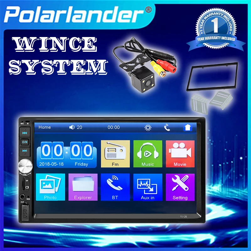 2 Din автомобильный радиоприемник MP5 MP4 плеер 7 дюймовый HD сенсорный Экран Bluetooth TF USB