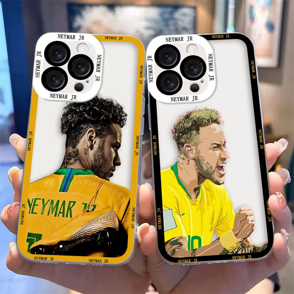 Фото Прозрачный чехол для телефона Xiaomi 15 15T 11 LITE 11T POCO X7 X6 X5 X4 X3 GT F3 F5 M7 M6 M4 M3 с изображением футболистов C-CR-7 N-Neymar 10 №2
