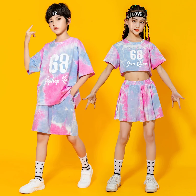 

Hip Hop Kids Clothes Girls Jazz Street Dance Costume Short Sleeves Tops Concert Stage Performance Outfit Boys Clothing BL8286