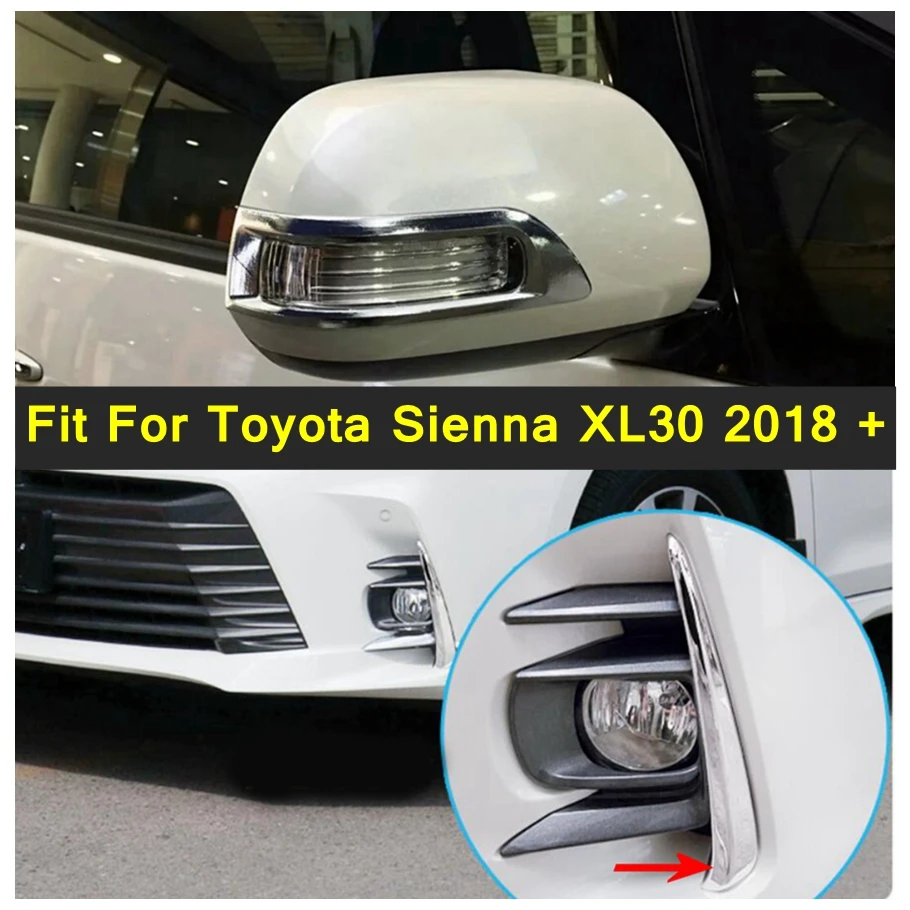 

Front Fog Lights Lamp / Rearview Mirror Rubbing Strip Cover Trim Chromium For Toyota Sienna XL30 2018 - 2020 External Spare Part