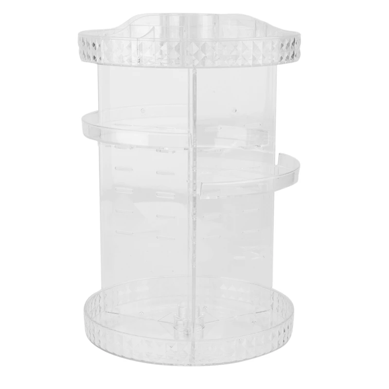

360 Degree Rotating Cosmetic Storage Box Makeup Organizer Cosmetics Storage Rack Diamond Pattern Display Stand