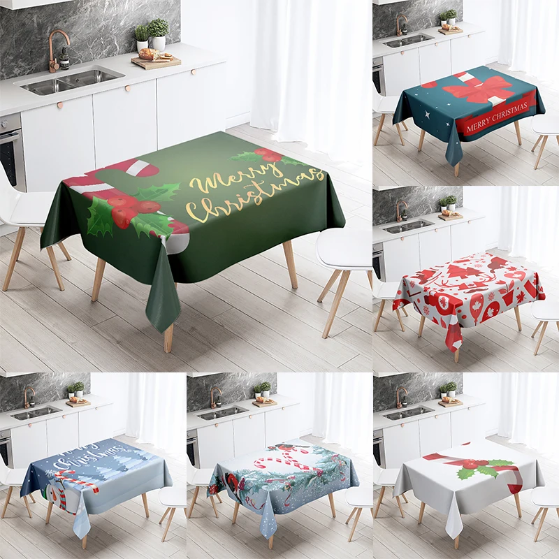 

Рождественское украшение, водонепроницаемая скатерть, скатерть с рождественским принтом, украшение для стола, Новогоднее украшение для дома