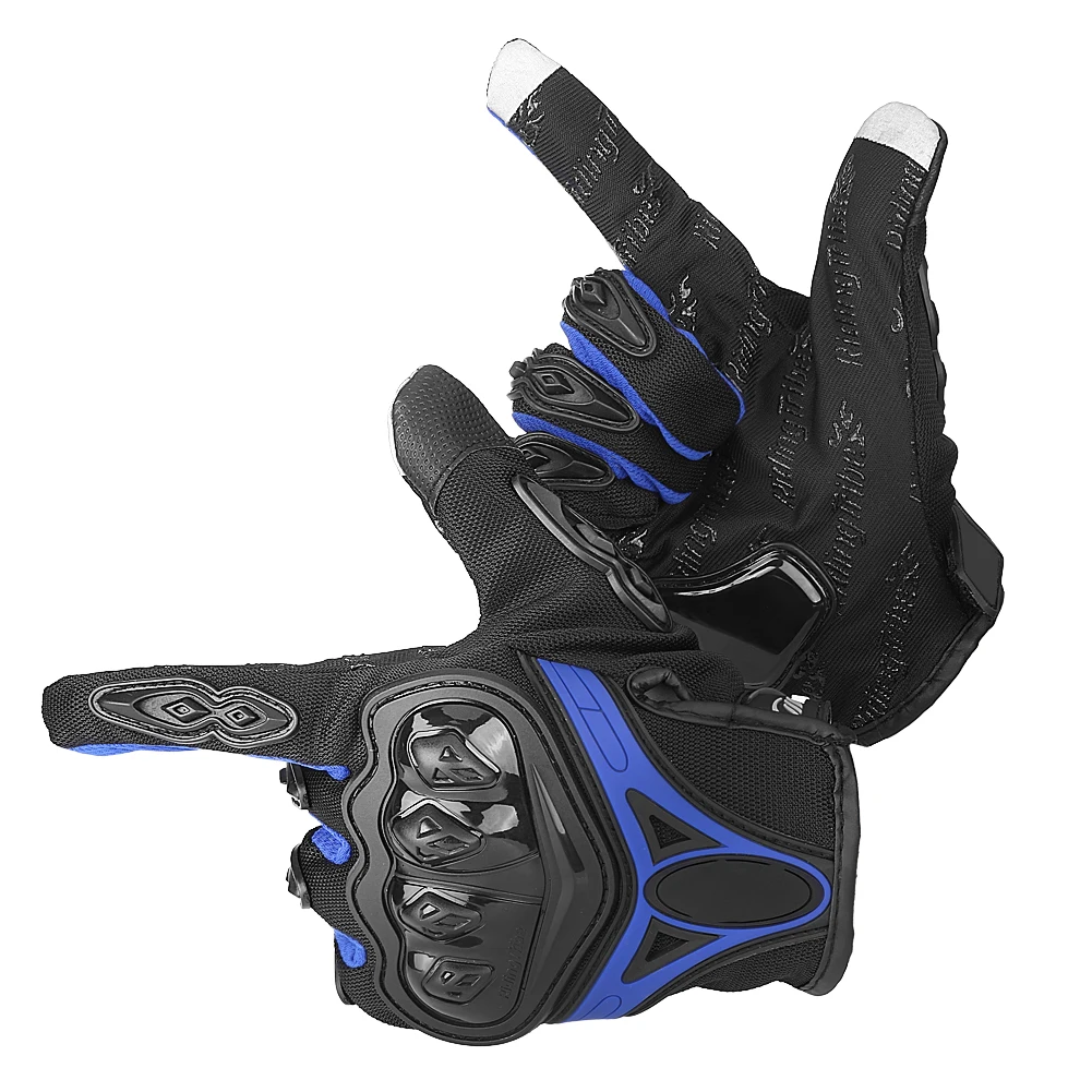 

1 Pair Motorcycle Motocross Cycling Racing Full Finger Protective Gloves Touch Screen Blue XL