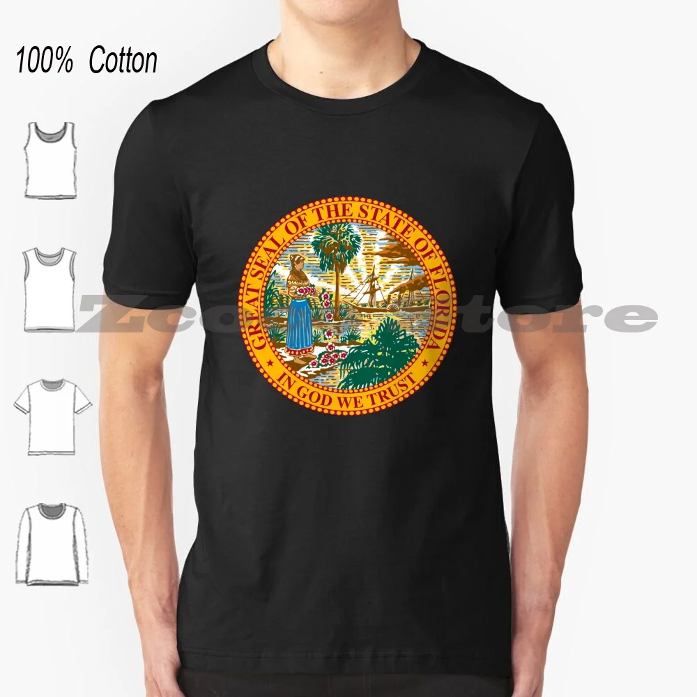 

Great Seal Of The State Of Florida T-Shirt 100% Cotton Men Women Personalized Pattern Flag State Of Florida Miami Us State