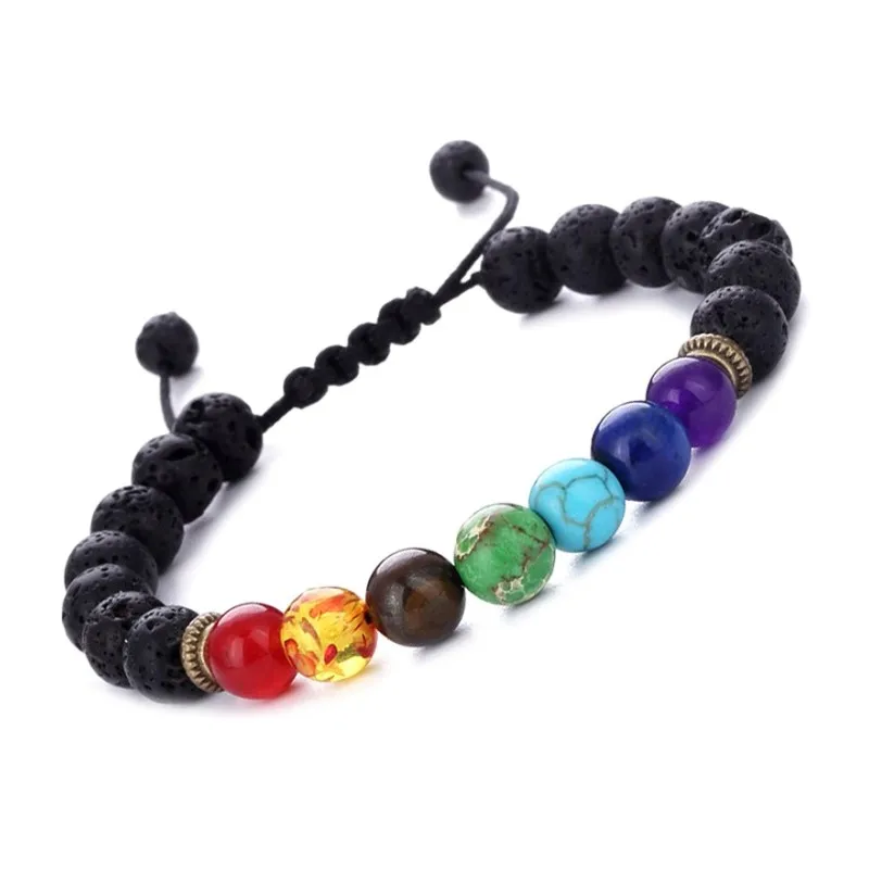 

Natural Stones 7 Chakras Bracelets for Men Diffuser Yoga Bracelet Beads Trendy Jewelry 8mm Adjustalble Size