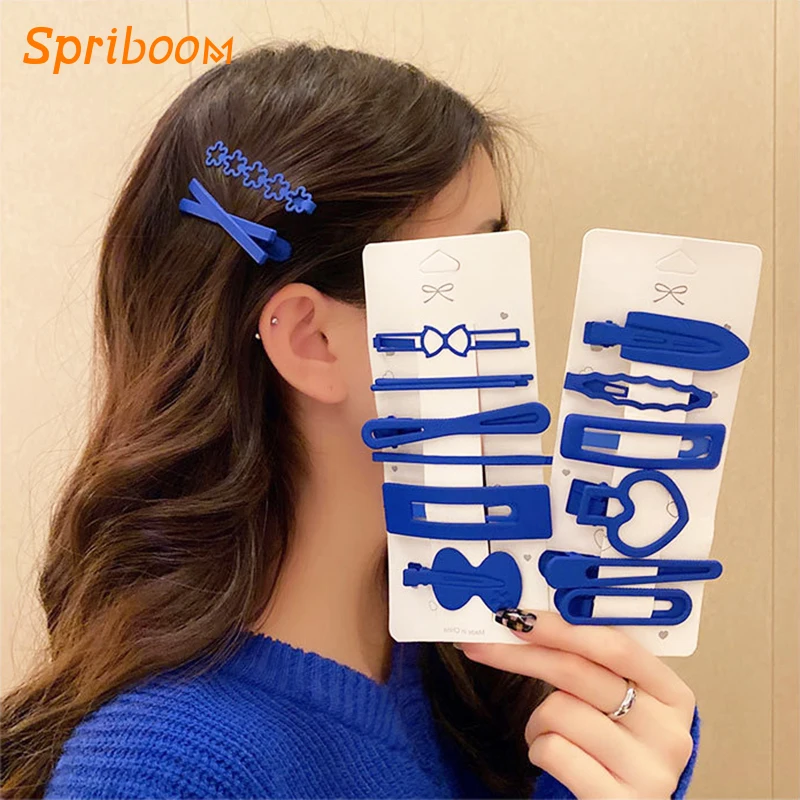

2022 Acrylic Blue Hairpins for Women Girls Heart Flower Geometric Hair Pins Clip for Haar Accessories Barrettes Friend Gift 6Pcs