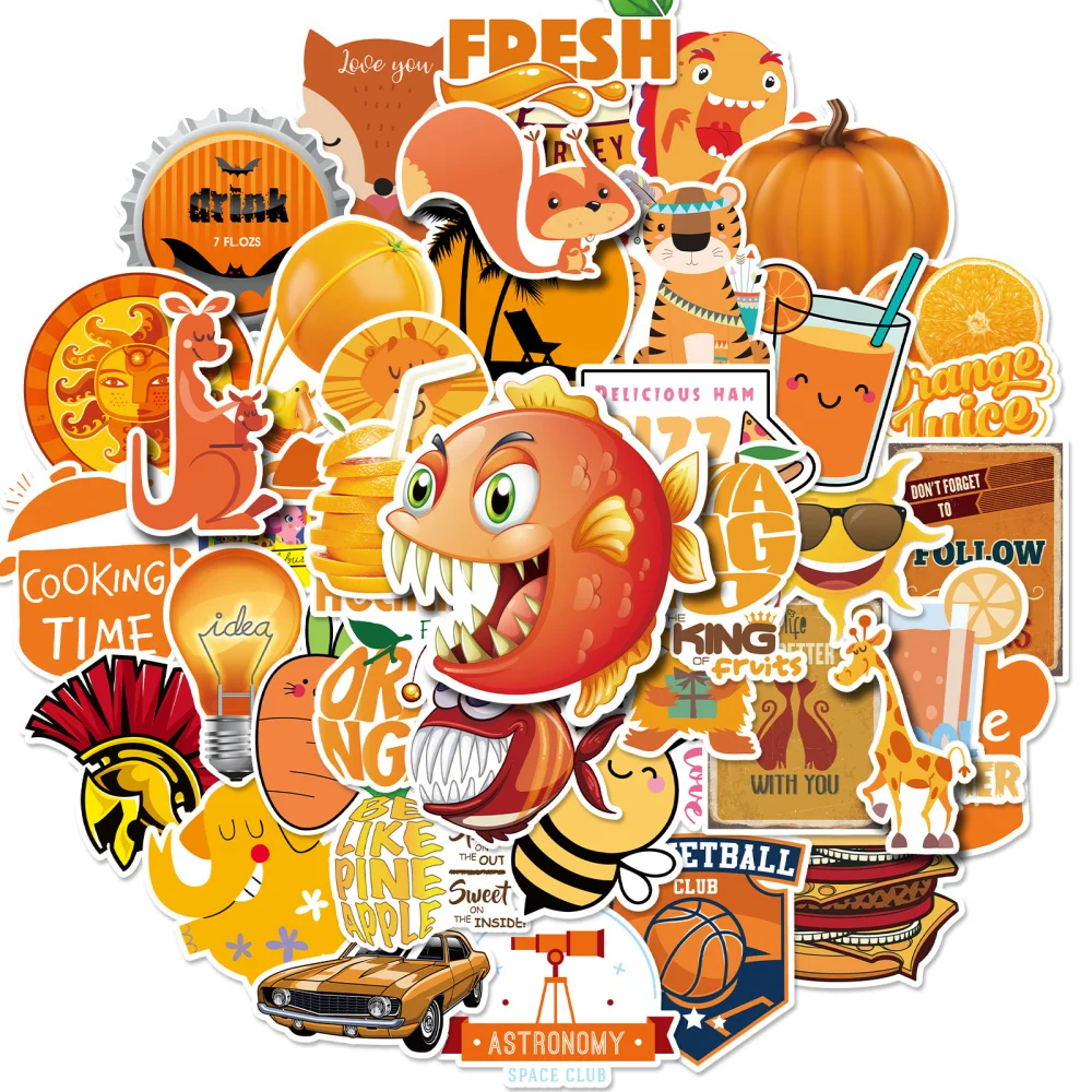 

10/30/50PCS Cartoon Orange Vsco Stickers Aesthetic Ins Decal DIY Laptop Luggage Skateboard Phone Suitcase Guitar Car Sticker Toy