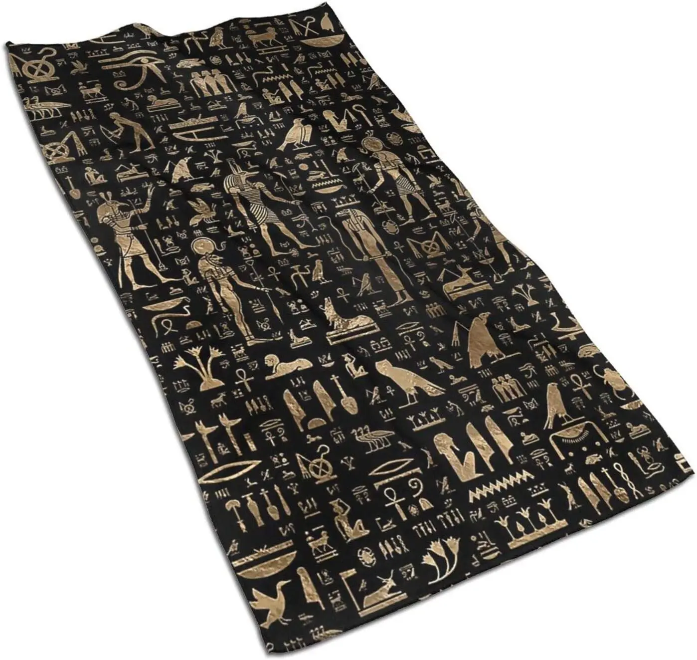 S Ancient Egyptian Hieroglyphs Black Gold Bath Towel Hand Ultra Soft  Highly Absorbent Premium Microfiber