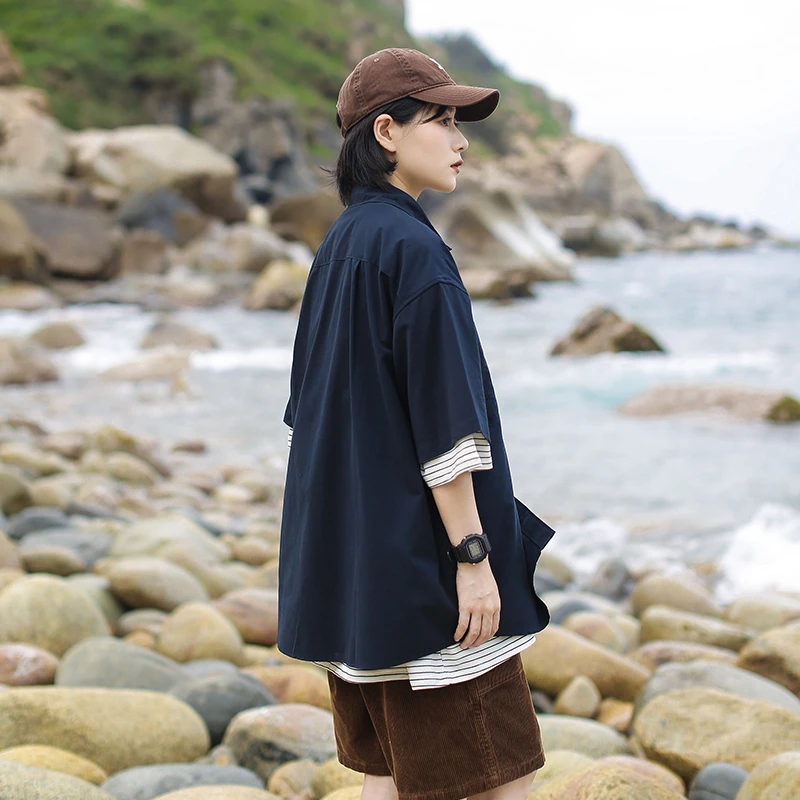 Японская модная Ретро рубашка-карго Ciboy с коротким рукавом мужская и женская