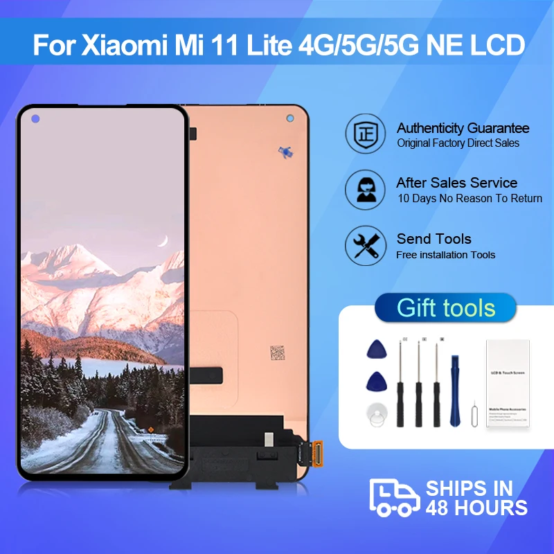 

1Pcs For Xiaomi 11 Lite 5G Lcd Touch Screen Panel Glass Digitizer Assembly Mi 11 Lite Display M2101K9AG Free Shipping With Tools