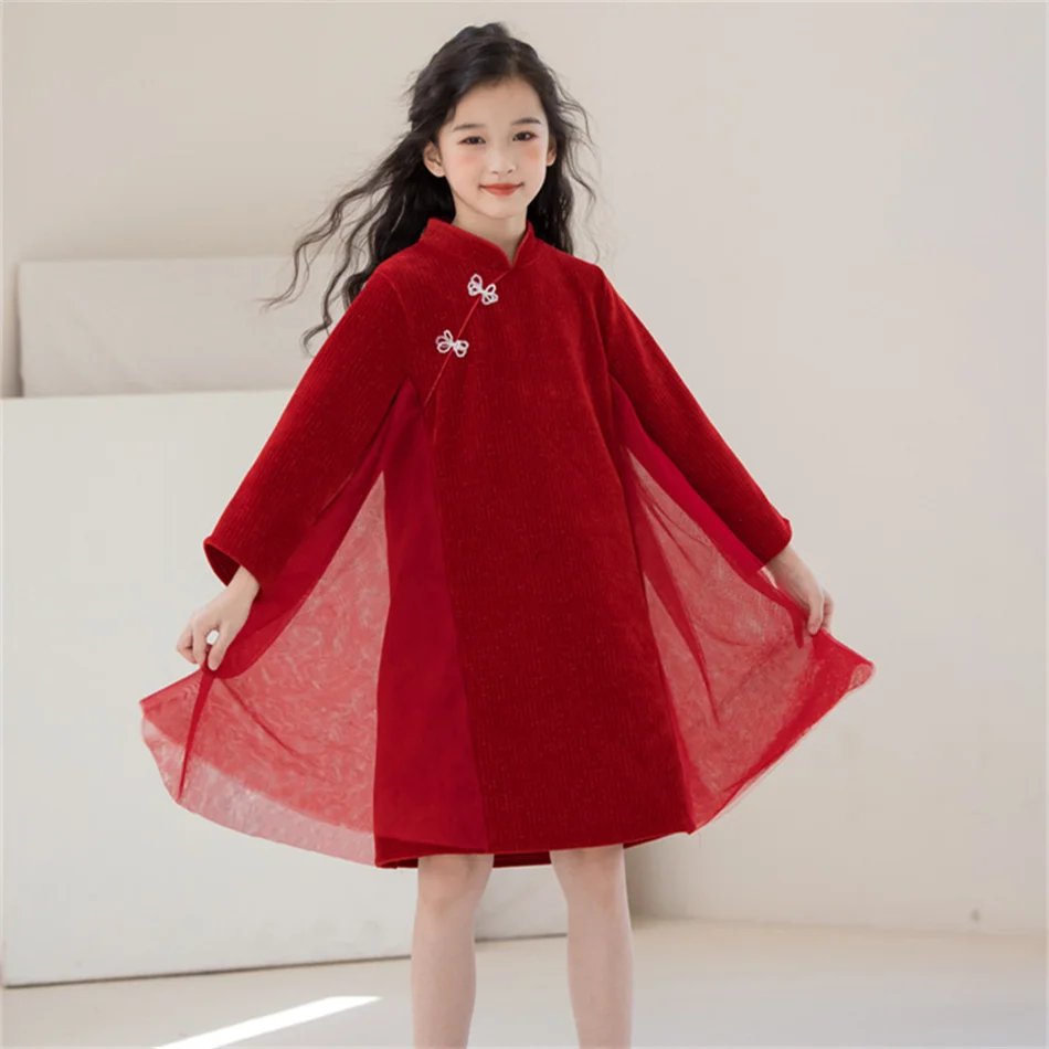 Детский новогодний красный костюм Тан 2020 года традиционная китайская одежда для