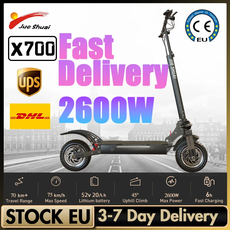 

7 Day Delivery X700 Electric Scooters Adults 2600W 52V Dual Motor E Scooter 75KM/H Top Speed 70KM Long Range Patinete Elétrico