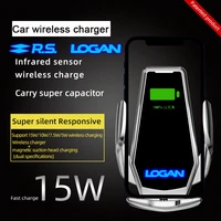 smart induction wireless charging car phone holder logo light for renault logan clio rs captur duster espace megane accessories