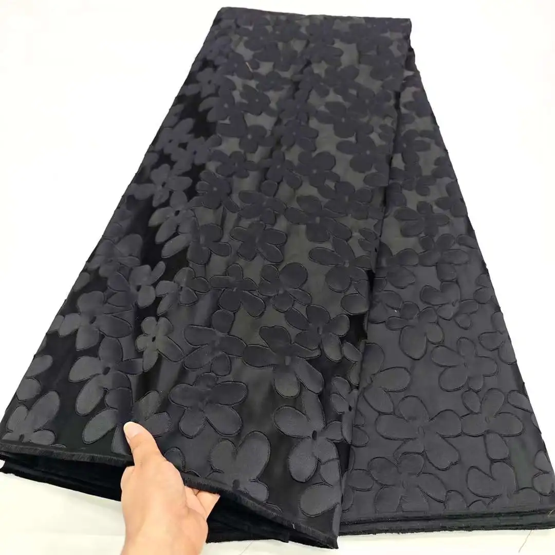 Новейшая французская жаккардовая кружевная ткань 2024 Высококачественная органза