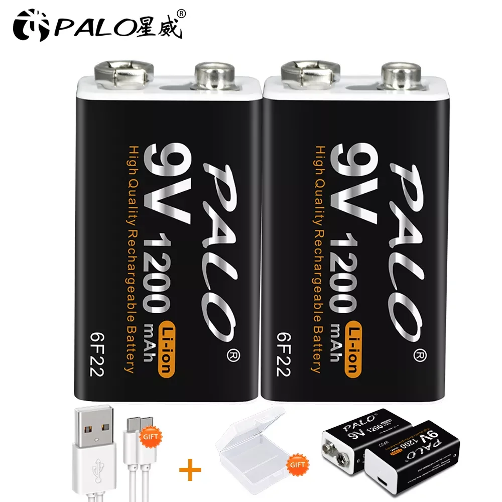 

NEW2023 PALO 1200mAh micro USB 9 Volt li-ion Rechargeable Battery 6F22 9V Li ion Lithium Battery for RC Helicopter Model Microp