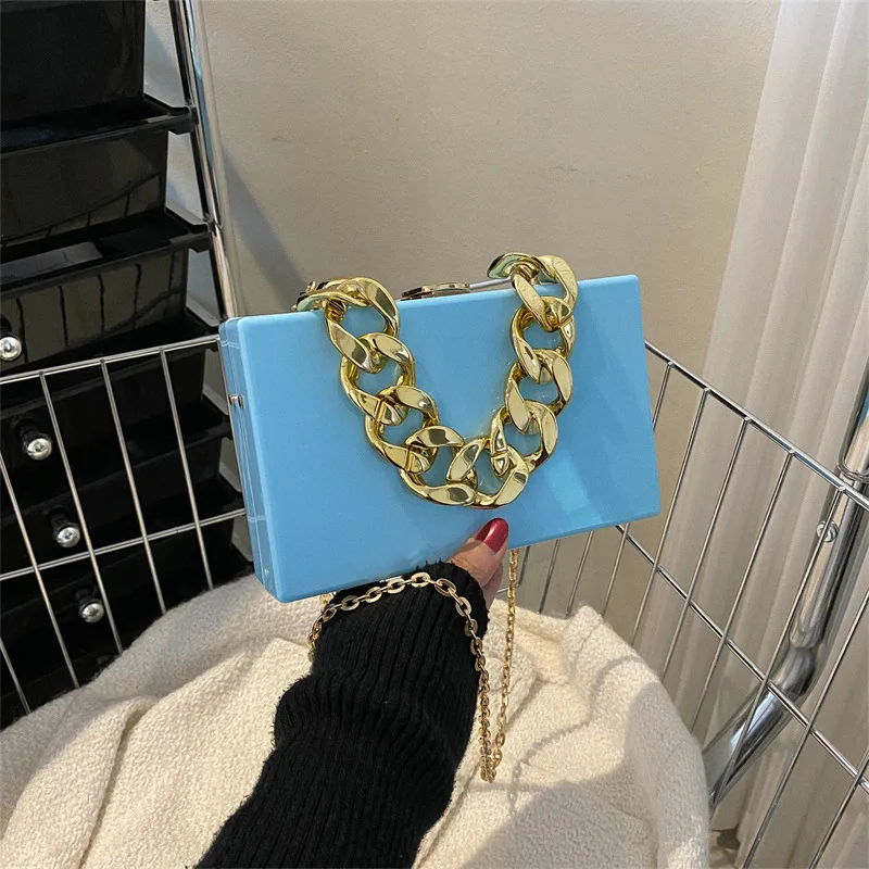 

Роскошный акриловый вечерний клатч на толстой цепочке, дамские сумочки через плечо, Женский чемоданчик с металлическим замком, кошельки и с...