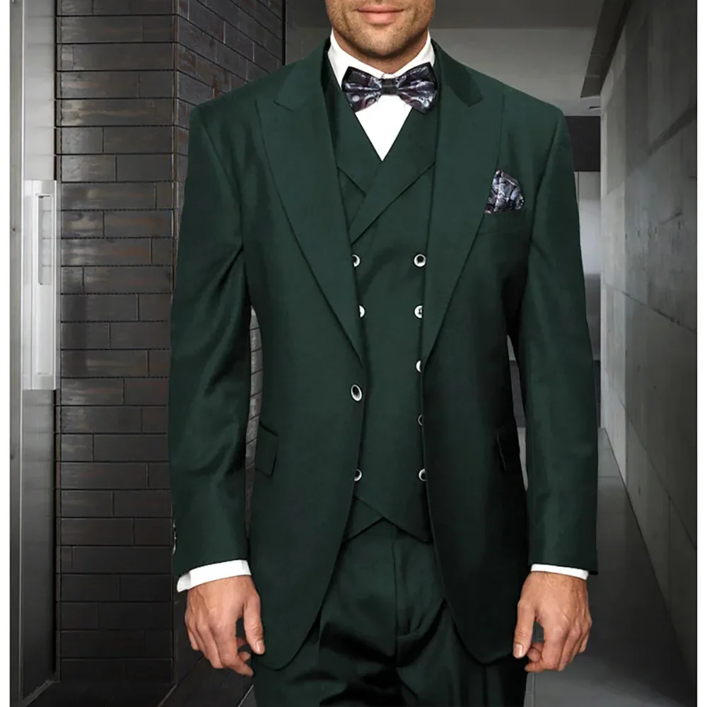 Обычная длина зеленая куртка с плоской передней частью брюки жилет мужская