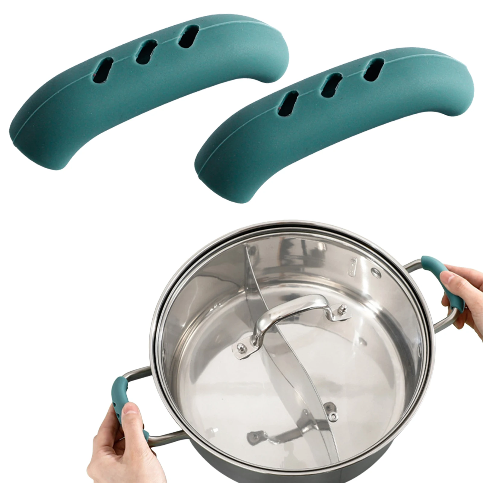 

2pcs Silicone Pan Holder Sleeve Slip Cover Grip Cookware Parts Cookware Parts Unique Kitchen Tools Silicone Pot Pan Handle