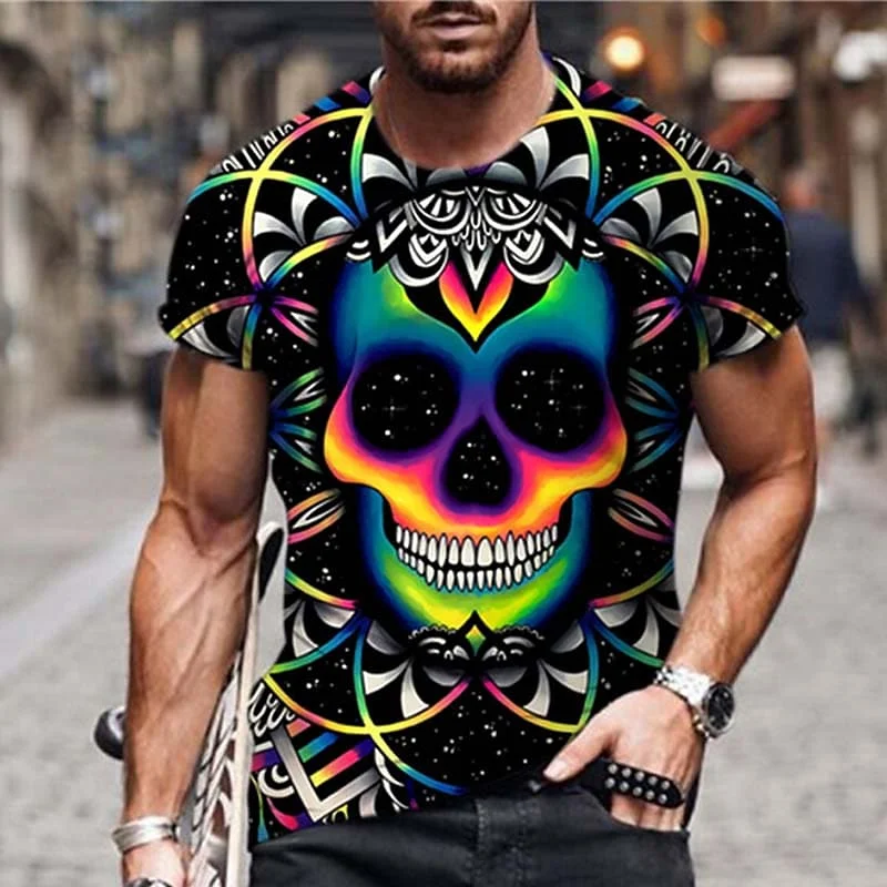 

Vintage Men's Skull T Shirt 3d Print Skull Death T-shirts For Men Horror Short Sleeve Oversized Tops Tee Shirt Man Clothing Goku